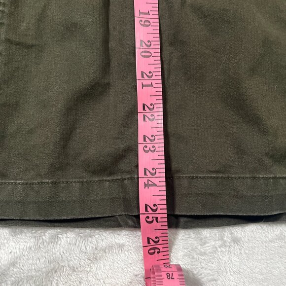 Coldwater Creek Collared Jacket Women 14P Army Green Cinch Waist Roll Tab Sleeve - Picture 5 of 10